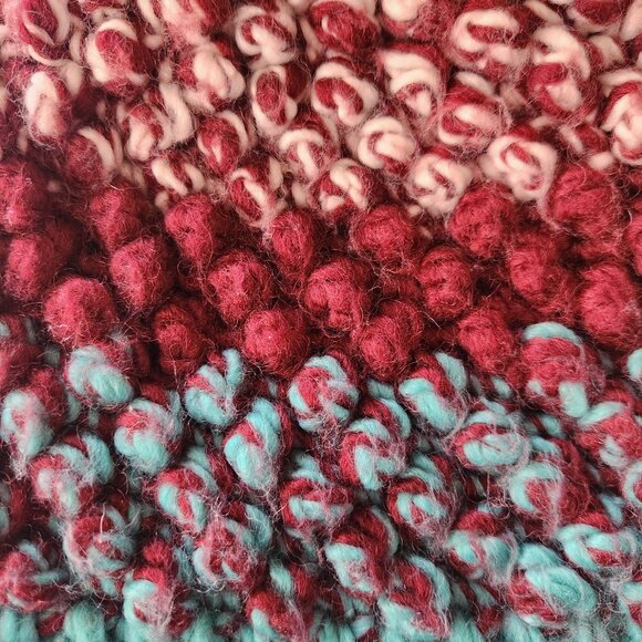 Kyi Kyi Beanie Hat Fox Fur Pom Pom Teal Blue Magenta Red Bobble Stitch Winter main image 4